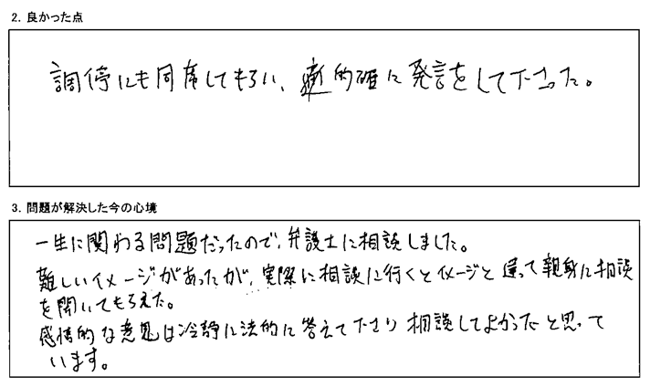 感情的な意見は冷静に法的に答えて下さり相談してよかった