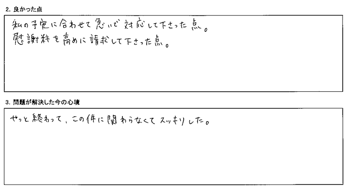 私の予定に合わせて急いで対応して下さった