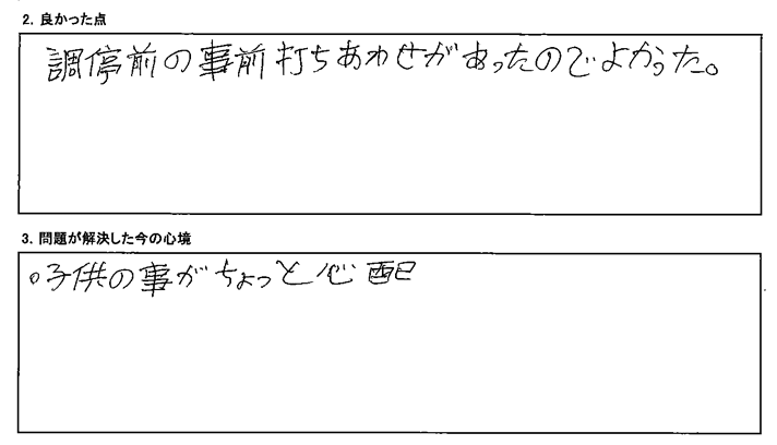 調停前の事前打ちあわせがあったのでよかった